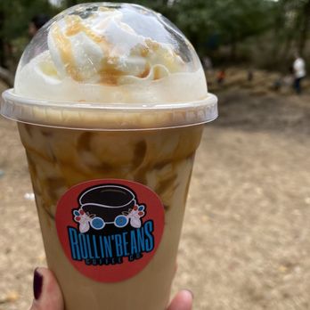 Rollin Beans Coffee - Salted Carmel latte from Rollin' Beans - Coffee & Tea Near Me - Fate, Texas