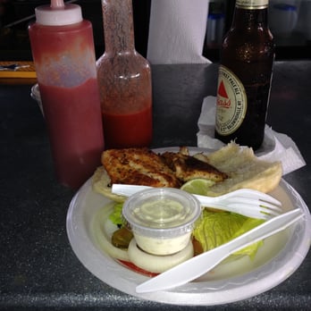 Alabama Jack's - Blackened dolphin sandwich with cole slaw - Seafood Near Me - Key Largo, Florida