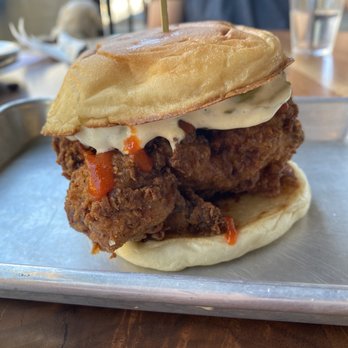 River City Roll - The best fried chicken sandwich I've ever had! - Bowling Near Me - Richmond, Virginia