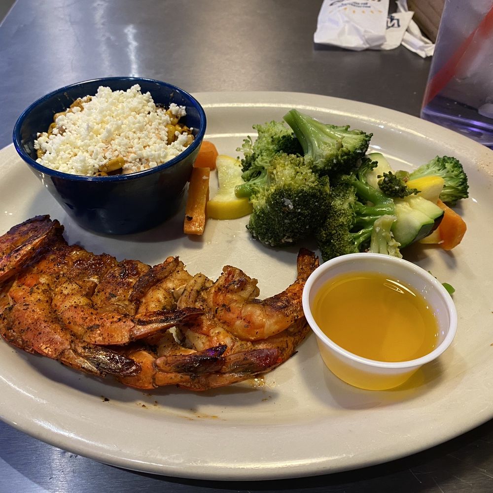 Blackened Shrimp with vegetables and Mexican corn Blackened Shrimp with vegetables and Mexican corn
