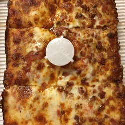 Jet's Pizza - Small 1/2 cheese 1/2 bacon deep dish. Fantastic