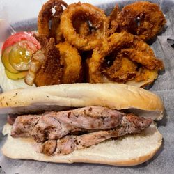 The Brown Onion - Pork Chop Sandwich with Onion Rings