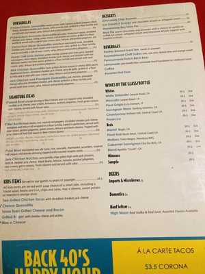 Menu photo 2 Back 40 Urban Cafe St. Augustine, FL
