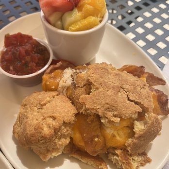 Flying Star Café - Breakfast sandwich on a dried out biscuit - Bakeries Near Me - Albuquerque, New Mexico