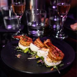 Kitchen Kocktails By Kevin Kelley - Deviled eggs topped with grilled shrimp