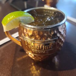 Menacing Mule: Absolute vodka, Red Bull yellow edition, fresh lime, mint, & ginger.