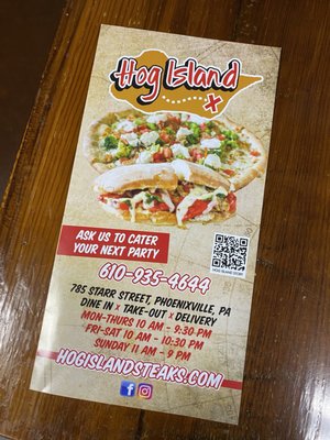 Menu photo 1 Hog Island Steaks Phoenixville, PA Menu photo 1 Hog Island Steaks Phoenixville, PA