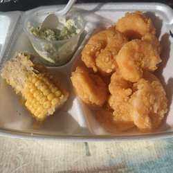 B & K Seafoods - Fried shrimp with corn and cole slaw. Extremely good!!!