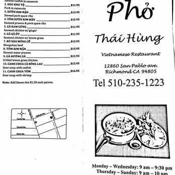Pho Thai Hung - Menu - Vietnamese Near Me - Richmond, California Pho Thai Hung - Menu - Vietnamese Near Me - Richmond, California