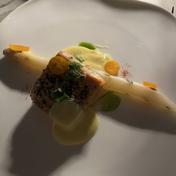 Le Jardinier - Salmon with white asparagus - French Near Me - Houston, Texas Le Jardinier - Salmon with white asparagus - French Near Me - Houston, Texas