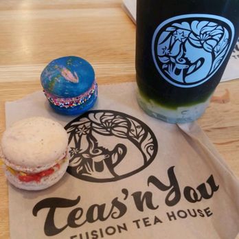 Teas'n You - Green thai tea with lychee jelly. Accompanied with Fruity pebble and Unicorn macaron. - Bubble Tea Near Me - Vienna, Virginia Teas'n You - Green thai tea with lychee jelly. Accompanied with Fruity pebble and Unicorn macaron. - Bubble Tea Near Me - Vienna, Virginia