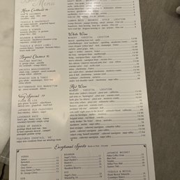 Bar menu
