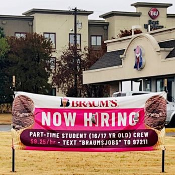 Braum's Ice Cream & Dairy Stores - Sign showing age discrimination!!!! - Ice Cream & Frozen Yogurt Near Me - Vernon, Texas Braum's Ice Cream & Dairy Stores - Sign showing age discrimination!!!! - Ice Cream & Frozen Yogurt Near Me - Vernon, Texas