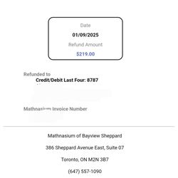 Mathnasium - Prove of what they took & what they refunded.