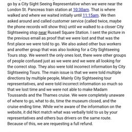 My explanation of how we were steered incorrectly to the wrong bus stops
