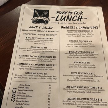 Field to Fork - Menu - Breakfast & Brunch Near Me - Sheboygan, Wisconsin