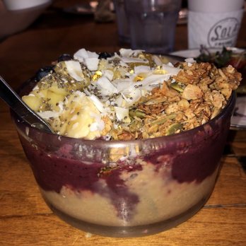 Sola Coffee Cafe - LIFE CHANGING AÇAÍ BOWL WITH ADDED PEANUT BUTTER LAYER ON BOTTOM - Coffee & Tea Near Me - Raleigh, North Carolina