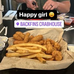 Backfins Crab House - Fried Shrimp Basket with Hush Puppies and Fries. Oysters.