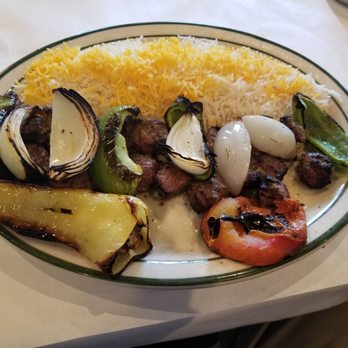 Kabul House - Lamb kabob with saffron rice - Afghan Near Me - Evanston, Illinois