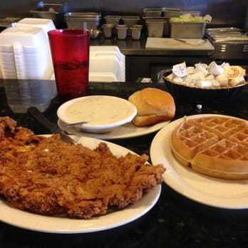 Frank's Grill - Chicken fried chicken and waffle with a side biscuit - Diners Near Me - Houston, Texas Frank's Grill - Chicken fried chicken and waffle with a side biscuit - Diners Near Me - Houston, Texas