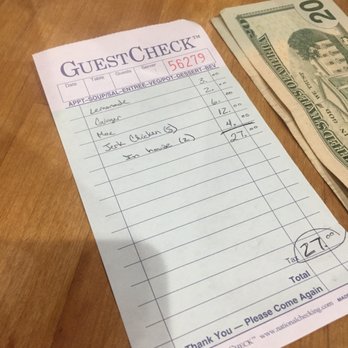 The Islands - Bill plus service charge. (Turns out it's $2 total, not per person) - Caribbean Near Me - Brooklyn, New York