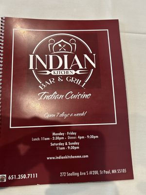 Menu photo 1 Indian Kitchen Bar & Grill St Paul, MN Menu photo 1 Indian Kitchen Bar & Grill St Paul, MN