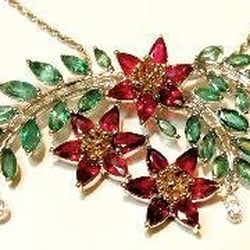 Nicolle's Jewelry Designs - Rubies-Emeralds-Diamonds Floral Display
