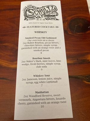 Menu photo 4 Schultz Saloon Seguin, TX