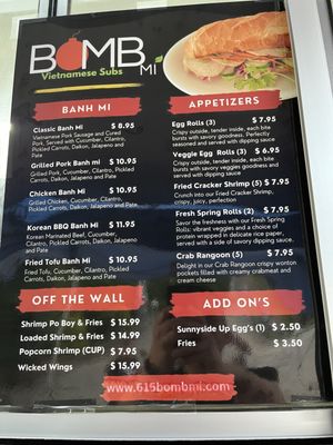 Menu photo 2 Bomb Mi Vietamese Subs Murfreesboro, TN