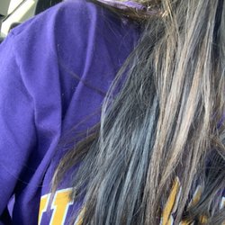 Tapestry Hair Salon - Difference in hair color when he fucked up my balayage my original color (the brown) vs what he gave me (the black)