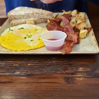 First Watch - Traditional breakfast with toast, eggs "over hard", potatoes and regular bacon. - Breakfast & Brunch Near Me - Mesa, Arizona