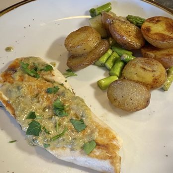 Pantoufle’s Bistro - Pompano with potatoes and asparagus - Desserts Near Me - Floyd, Virginia Pantoufle’s Bistro - Pompano with potatoes and asparagus - Desserts Near Me - Floyd, Virginia