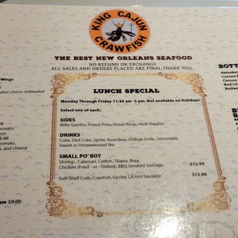 King Cajun Crawfish - Menu - Cajun/Creole Near Me - Orlando, Florida