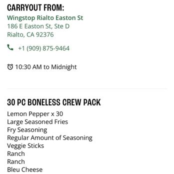 Wingstop - Wingstop receipt - Chicken Wings Near Me - Rialto, California Wingstop - Wingstop receipt - Chicken Wings Near Me - Rialto, California