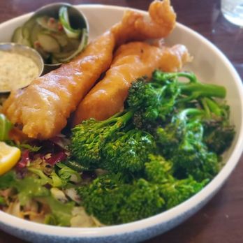 Crystal Tavern - Fish and chips with broccoli substitution - American Near Me - Hamburg, New Jersey