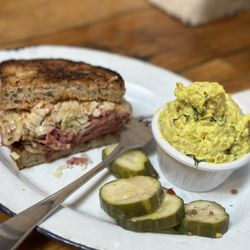 Leven Deli - Pastrami Reuben Sandwich with French Curry Potato Salad