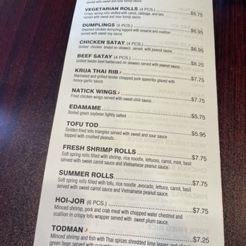 Krua Thai - Menu - Thai Near Me - Natick, Massachusetts