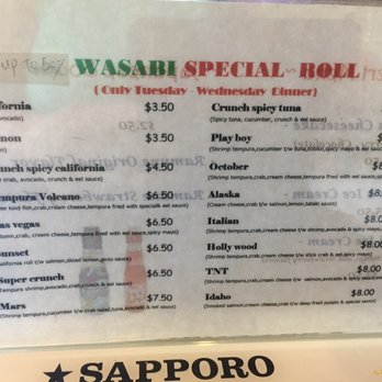 Wasabi Sushi - Tuesday/Wednesday specials - Japanese Near Me - Draper, Utah Wasabi Sushi - Tuesday/Wednesday specials - Japanese Near Me - Draper, Utah