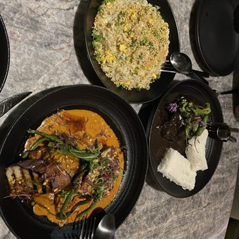 Animae - Short rib kare, Diniguan, and crab rice.  OMG! - Asian Fusion Near Me - San Diego, California