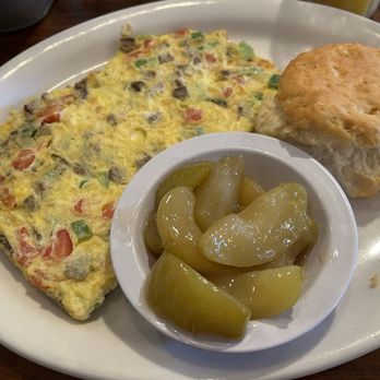 Rusty Rooster Southern Breakfast  - Omelet with baked apples + biscuit - Breakfast & Brunch Near Me - Mount Airy, North Carolina