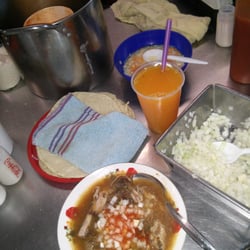 Birriería Aceves - Breakfast of champions. Order of birria doradita with a mandarin juice and handmade tortillas