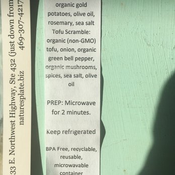 Nature's Plate - Here's a picture of the ingredients to the vegan breakfast I had - Health Markets Near Me - Denton, Texas Nature's Plate - Here's a picture of the ingredients to the vegan breakfast I had - Health Markets Near Me - Denton, Texas