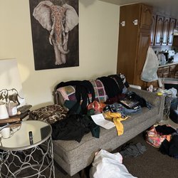 Merrie's Organizing Mania - Before of my messy living room and laundry piles