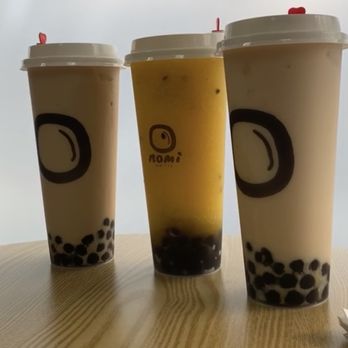 Nomi Tea - left: super creamy milk tea, middle: passion fruit slushy, right: jasmine milk tea - Bubble Tea Near Me - Albany, California