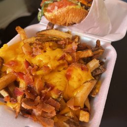 a cheeseburger and fries a cheeseburger and fries