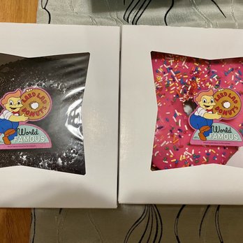 Lard Lad Donuts - The Lard Lad chocolate glazed and The Big Pink. - Donuts Near Me - Universal City, California