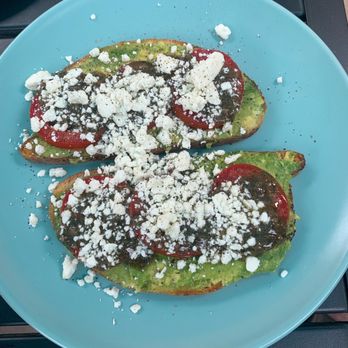 Meraki Café - Avocado, Tomato, Feta & Chimichurri toast that my son ordered along with a Pistachio Honey Latte. His favorites! - Coffee & Tea Near Me - San Diego, California Meraki Café - Avocado, Tomato, Feta & Chimichurri toast that my son ordered along with a Pistachio Honey Latte. His favorites! - Coffee & Tea Near Me - San Diego, California