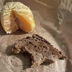 Pecan Park Flea & Farmers Market - Breakfast. Toast from Delicja Polish market bread and orange from fruit stand. Perfection.