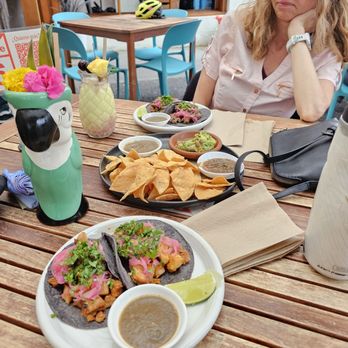 Tropicale - Fish tacos, chips and salsa, steak tacos. Sol tomato rum drink and pina colada. - Latin American Near Me - Portland, Oregon