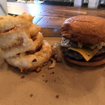 Barrel 17 - The Hawaiian with beer battered onion rings - New American Near Me - Virginia Beach, Virginia